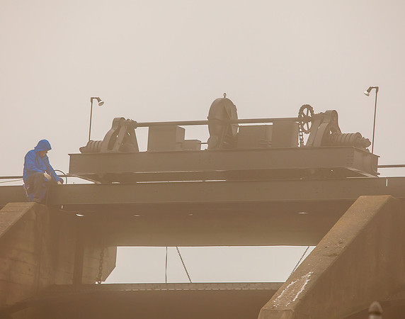 Floodgate Operator in Fog (9560)